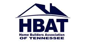 Logo of the Home Builders Association of Tennessee, featuring a blue graphic of a house above the bold, uppercase acronym "HBAT". Below it, in smaller text, is the full name "Home Builders Association of Tennessee". from Higley Construction